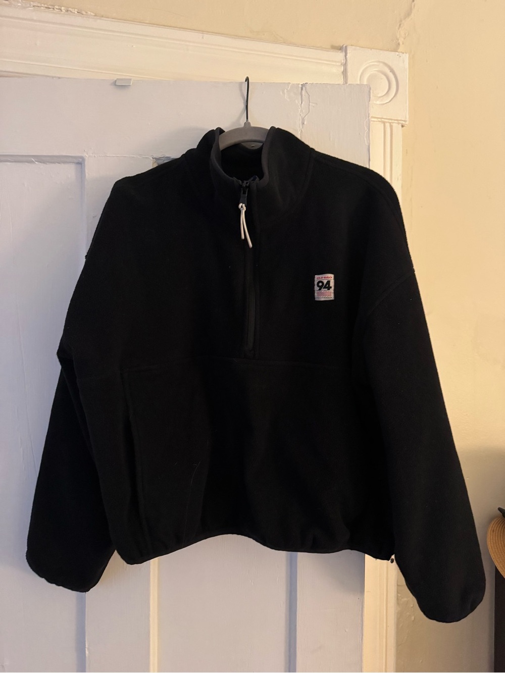 Old Navy Cropped Black Fleece Pullover Jacket - 1/4 Zip
